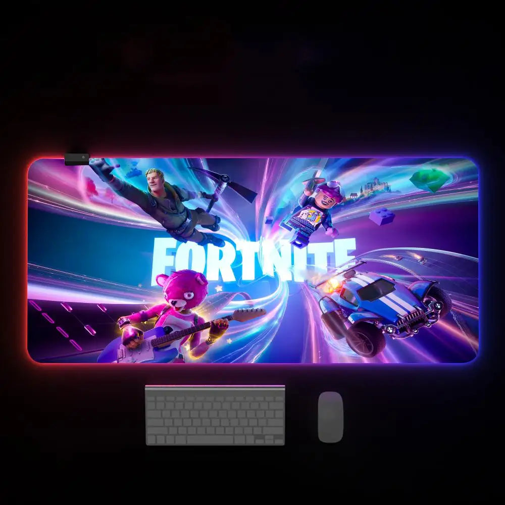 F-Fortnite mouse pad, RGB streamer, LED gaming internet café table