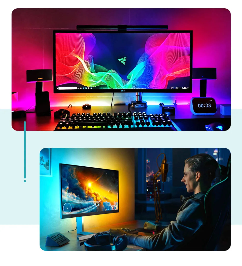 " Ambient RGB Led PC Backlight Gaming Computer Monitor Decor 60led/m