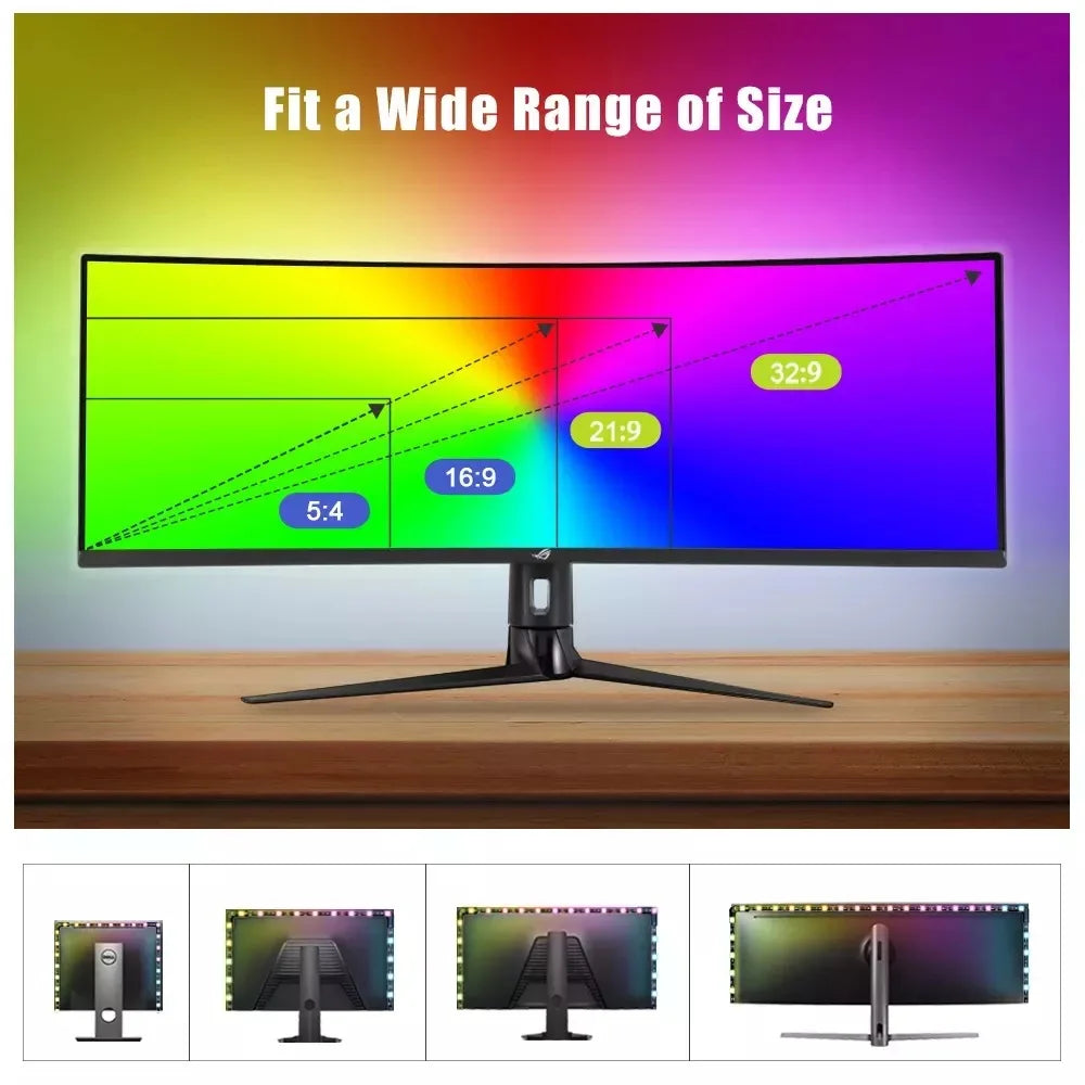 " Ambient RGB Led PC Backlight Gaming Computer Monitor Decor 60led/m