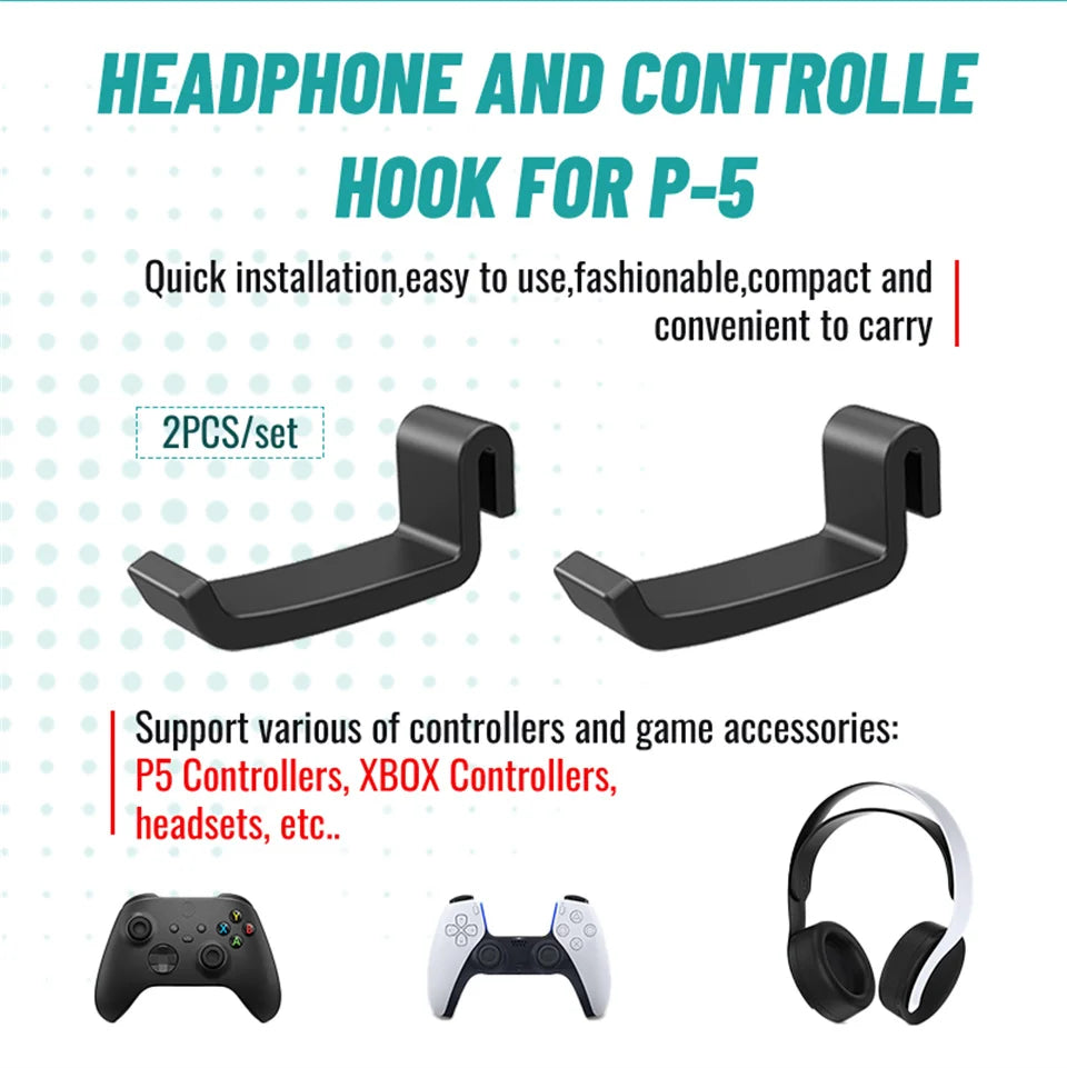 GAMINJA P512 Headphones Hanger Wall Mounted Gaming Headset Stand Rack For PS5 Console Game Accessories